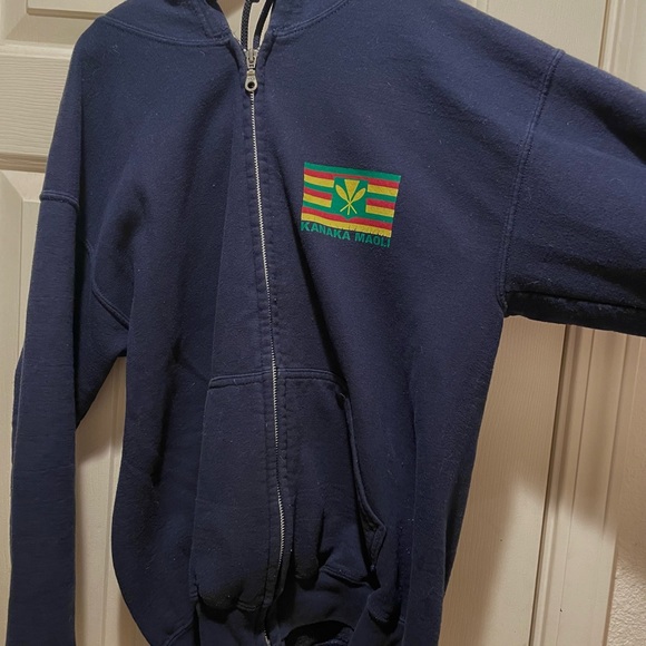 Kanaka Maoli Native Hawaiian Navy Blue Zip Up - Picture 4 of 4